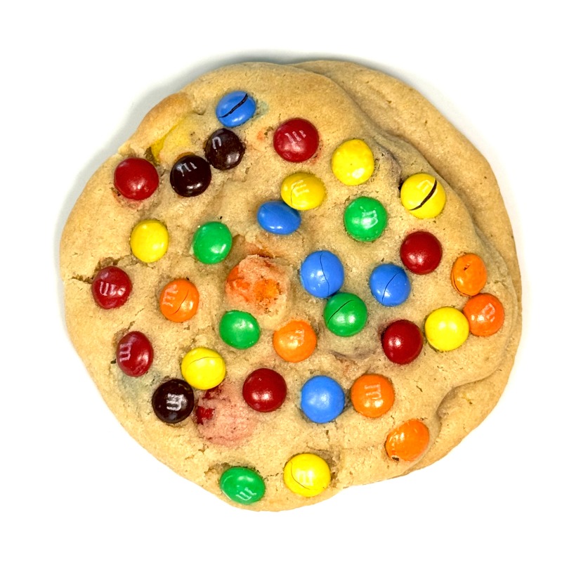 Picture of cookie covered with M&Ms
