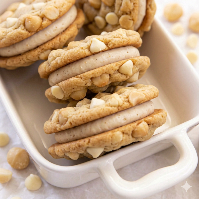 Photo of Sourdough Macadamia Nut White Chocolate Chip Cream Cheese Filled Cookies