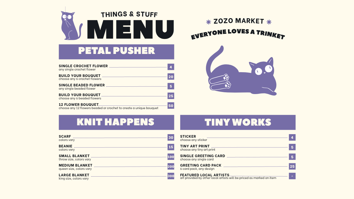Crafted Items Menu