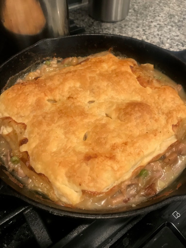 Chicken, potato, leek pot pie
