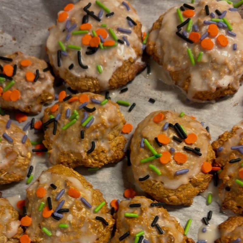 Iced Oatmeal Cookies (w/ Halloween Sprinkles)