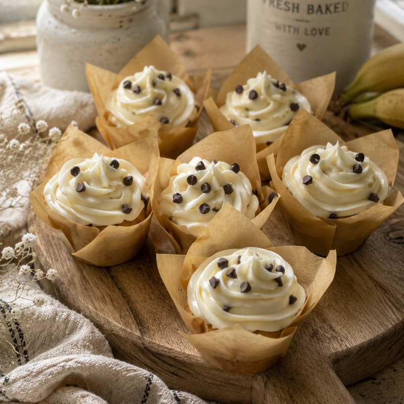 Photo of Banana Muffins w/ Chocolate Chip Cream Cheese Frosting