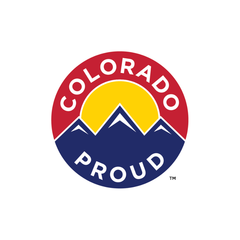 Colorodo Proud logo in red, yellow and blue with mountains