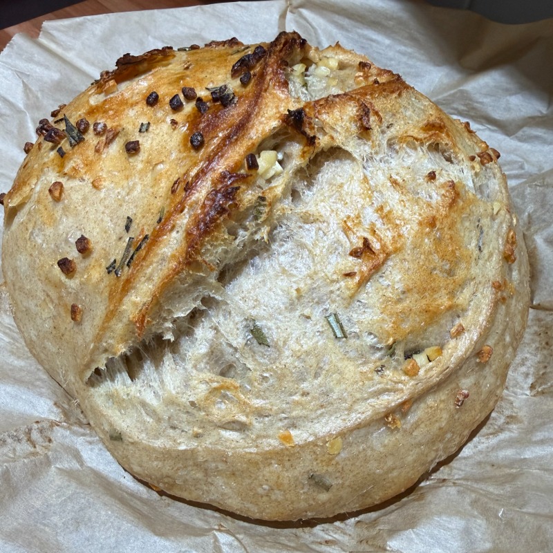 Roasted Garlic & Rosemary Sourdough Loaf