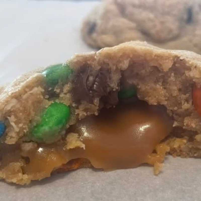Monster Cookie with Caramel Filling