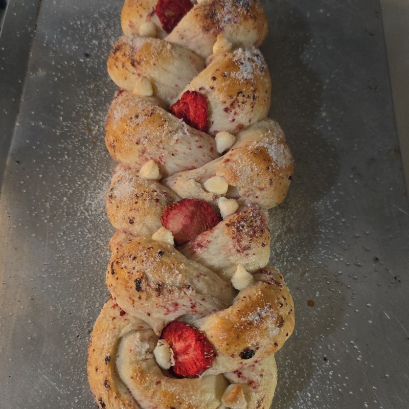 Strawberry vanilla white chocolate chip Challah loaf