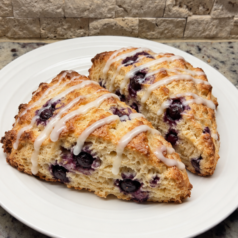 Blueberry Sourdough Scones with Glaze