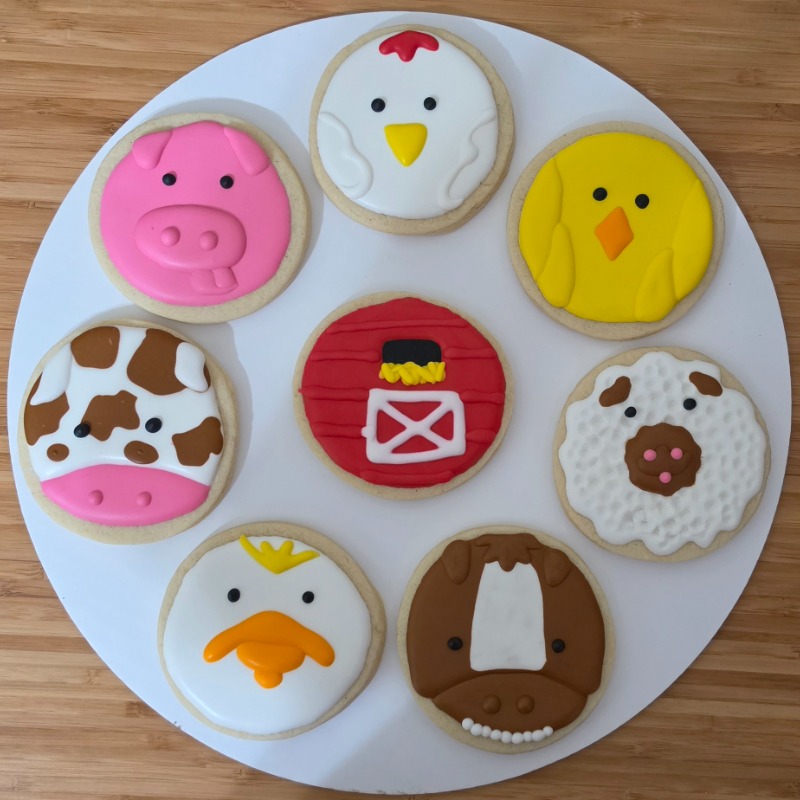 Decorated Sugar Cookies - Barnyard Set of 8