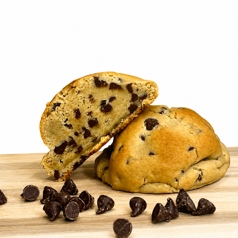 Chocolate chip cookie topped with flaky sea salt.