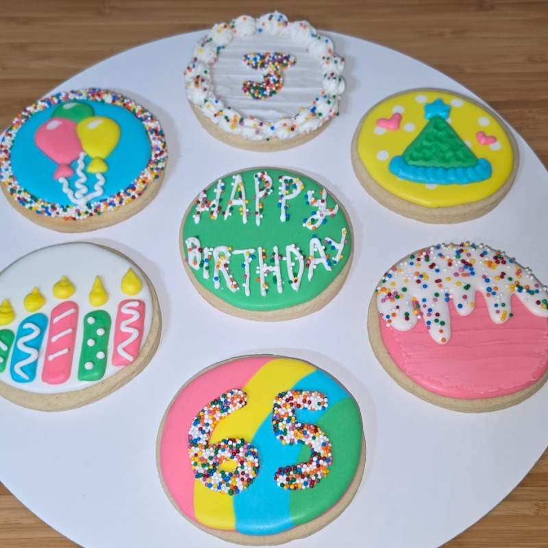 Decorated Sugar Cookies - Birthday Set of 7