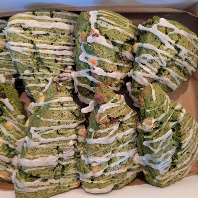 Photo of FULL BATCH Strawberry White Chocolate Matcha Scones