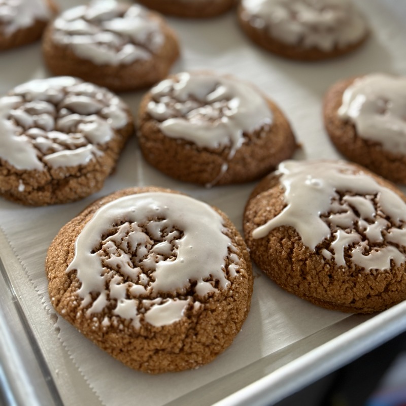 Iced Chewy Molasses Cookies