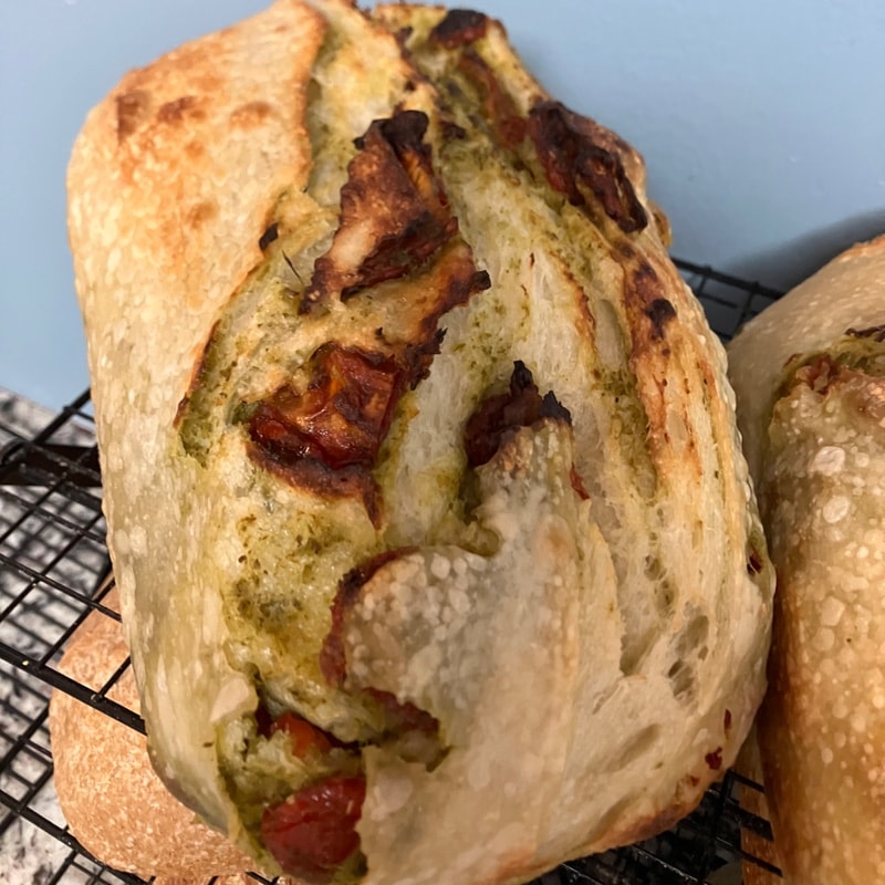 Sun-dried Tomato, and Basil Pesto Sourdough Loaf