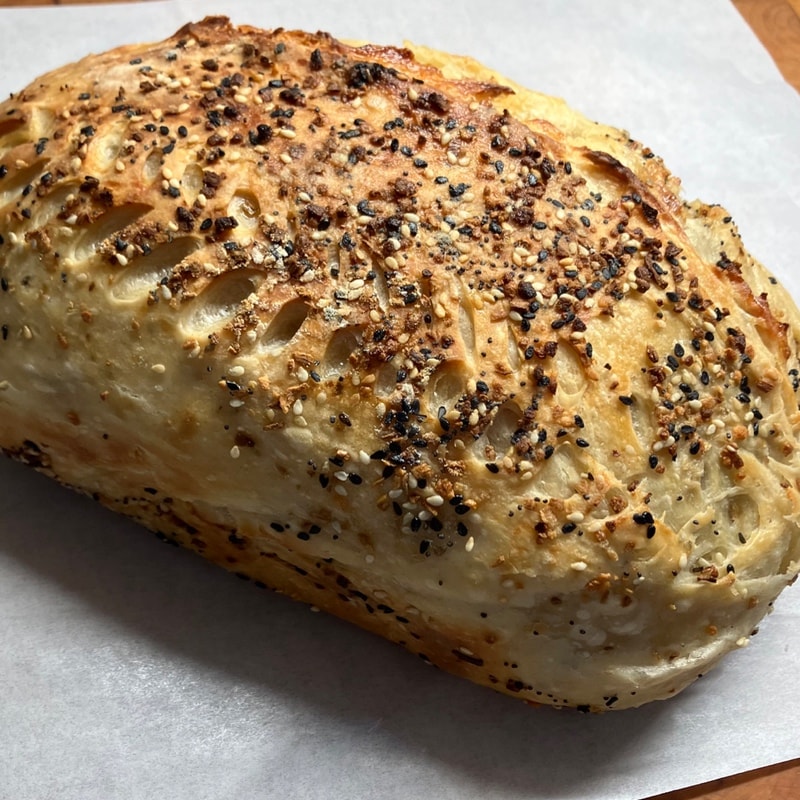 Everything But the Bagel Seasoning Sourdough Loaf