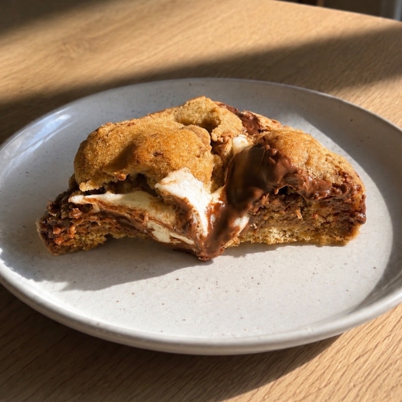 A gooey marshmallow and chocolate s’mores cookie
