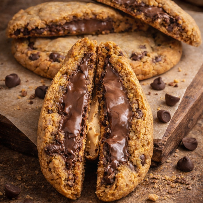 Chocolate chip Nutella stuffed cookies