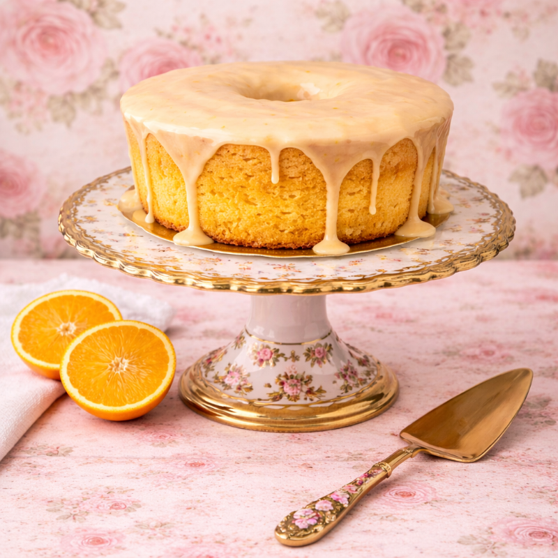 Orange Cake Finished With a Light Orange Glaze