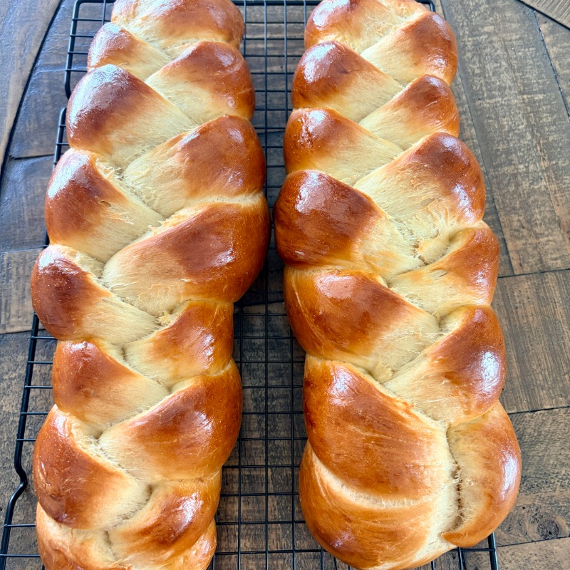 Two Braided Challah Bread