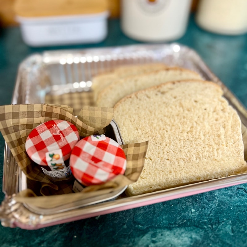 Sliced Sandwich Bread and jam