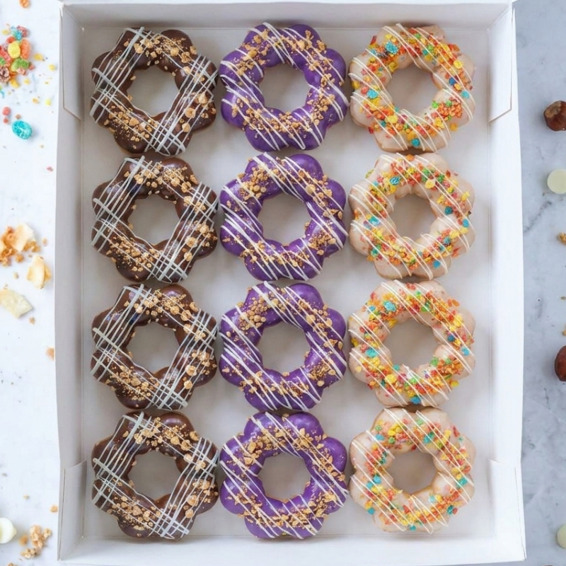 Assorted Dozen — Kids & Party Mix Vanilla with Fruity Pebbles, Nutella, Ube