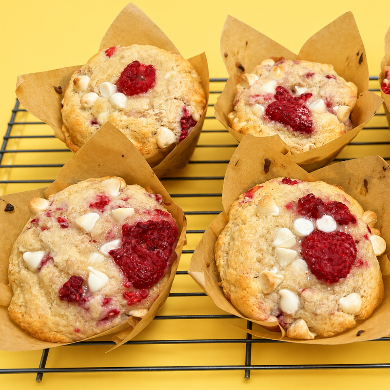 Raspberry White Chocolate Chip Muffins (4 pack)