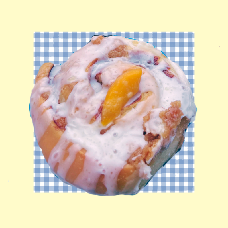 Peach Cobbler Sourdough Cinnamon Roll
