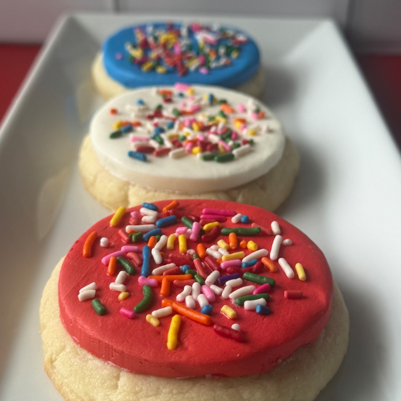 Colorful frosted Top Sprinkle Cookie