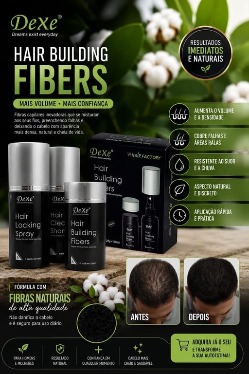 Fibra capilar e Spray Fixador (Kit) Dexe