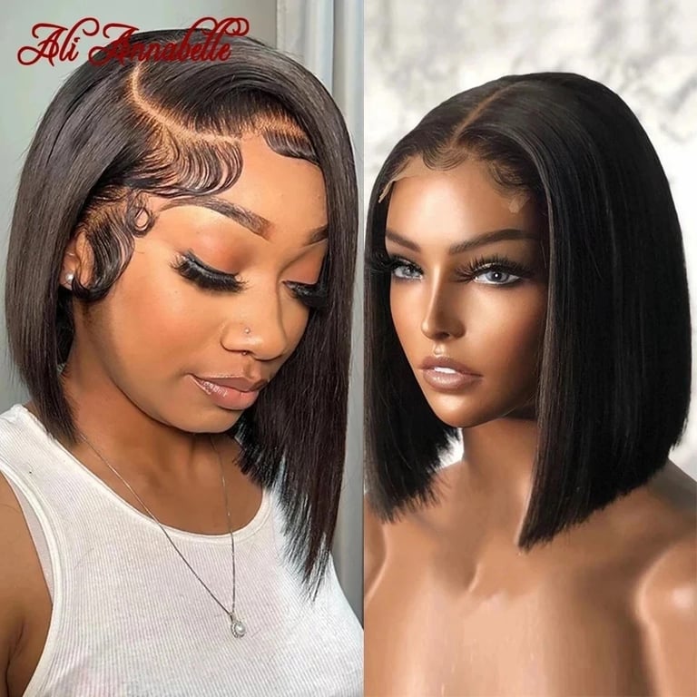 Peruca de Cabelo Humano Liso Bob Vietnamita 