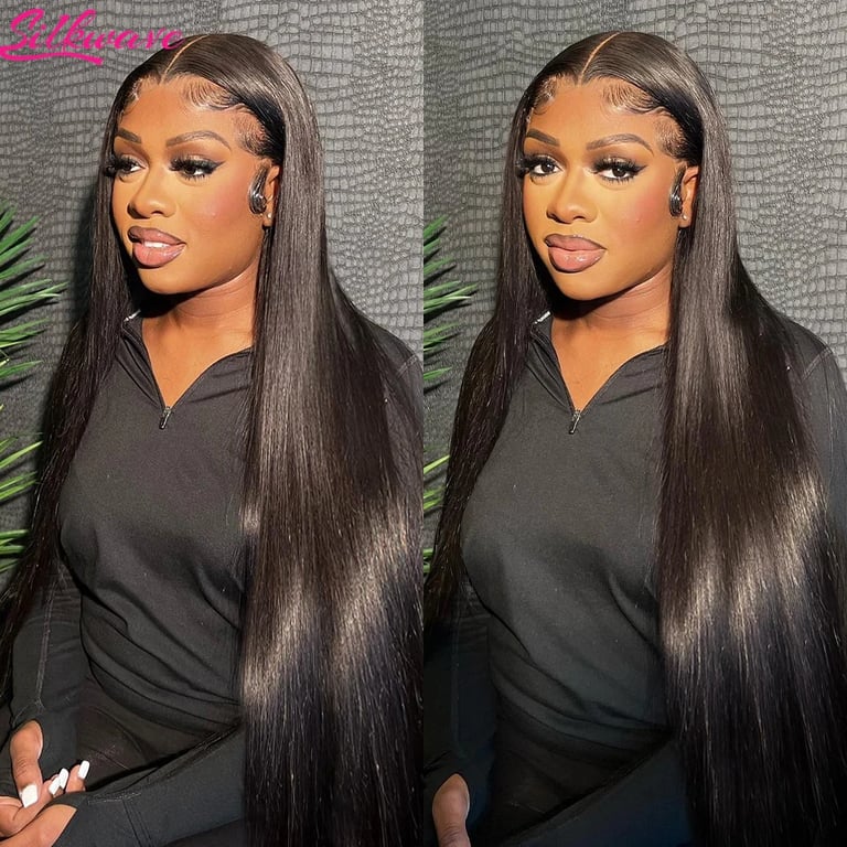 Perucas cabelo humano 30 polegada frontais transparentes brasileiras do laço para mulheres, cabelo humano pre-arrancado, osso reto, 13x6 HD, 250 densidade, 30 ", 40"