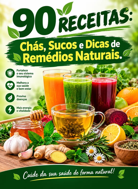  90 RECEITAS NATURAIS PARA CUIDAR DE VOCÊ! 🍵🥤