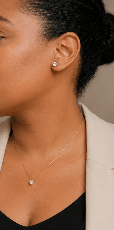 Conjunto de colar e brincos ponto de luz