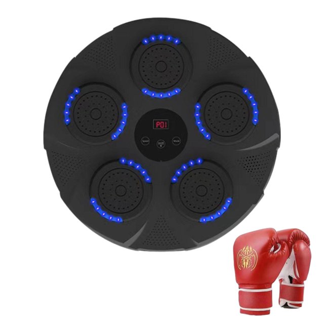 Máquina de boxe musical com luvas de boxe, almofada de soco, placa de boxe musical, Bluetooth, boxe eletrônico.