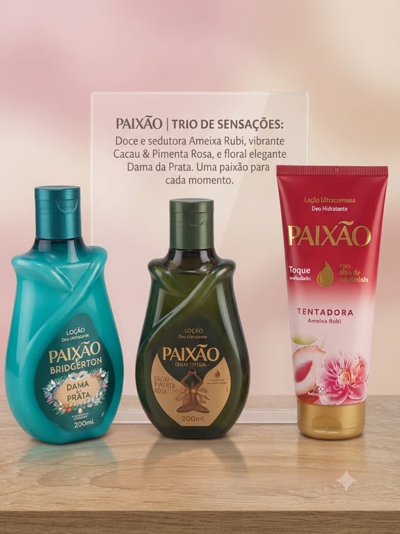 Kit com 3 frascos de creme paixão 