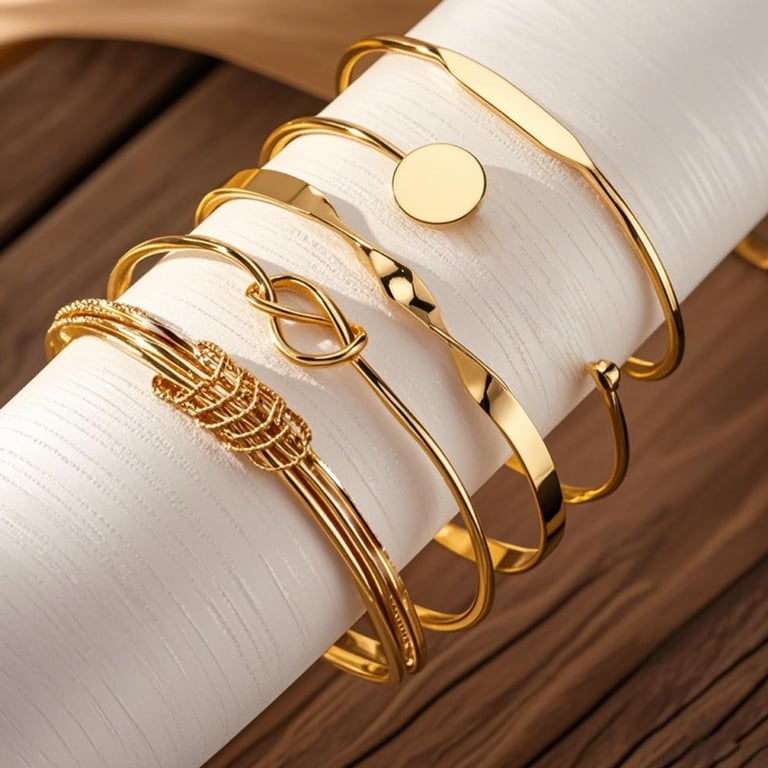 Conjunto de Pulseiras Go Party Retro com 5 Peças, Pulseiras banhado a ouro