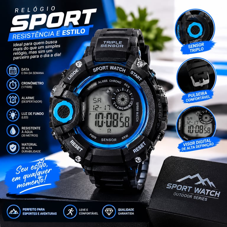 Sport Whatch militar importado aprova de água 