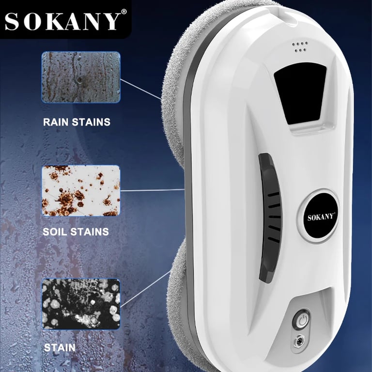 Robô Limpador de Janelas SOKANY SK-13080 180W com Forte Aspiração e Potente Poder de Limpeza