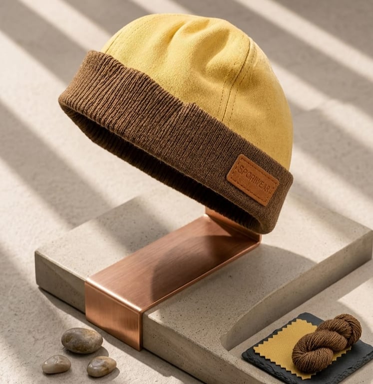 gorro/beanie de malha com barra dobrada.