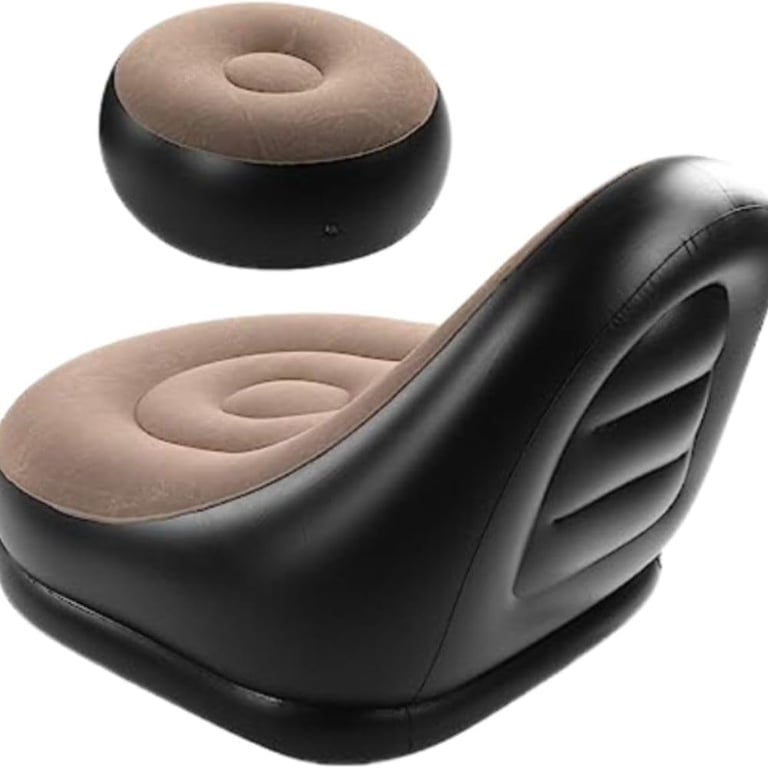 Poltrona Inflável Anatômica com Puff, Sofá Preguiçoso Inflável, Confortável e Durável, Ideal para Outdoor
