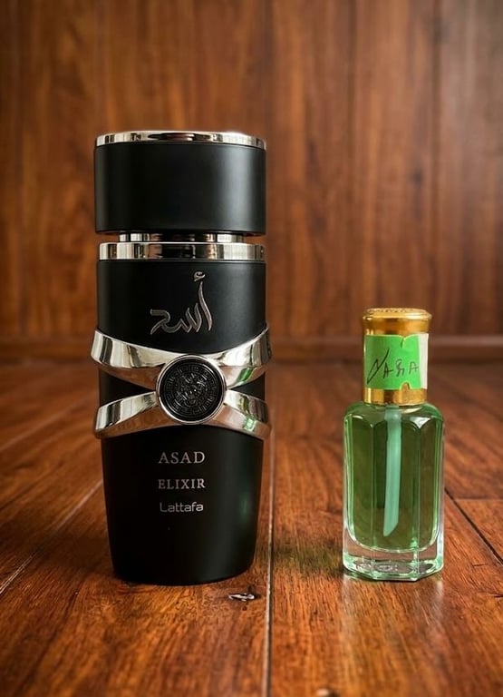 Perfume ASAD ELIXIR LATTAFA + ÓLEO PERFUMADO 