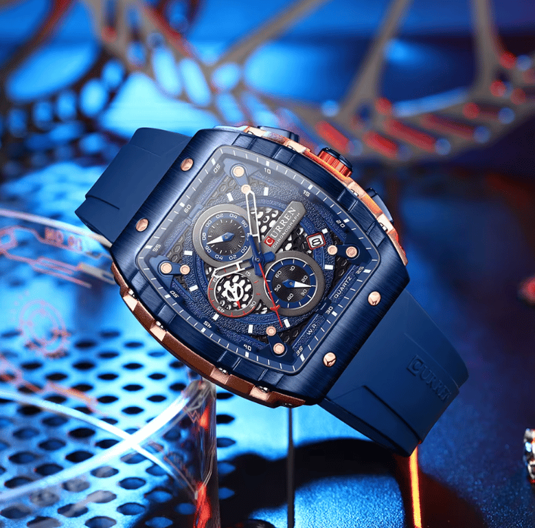 CURREN Moda masculina relógio marca design quadrado exclusivo luxo quartzo esportes fita relógios masculino à prova dwaterproof água