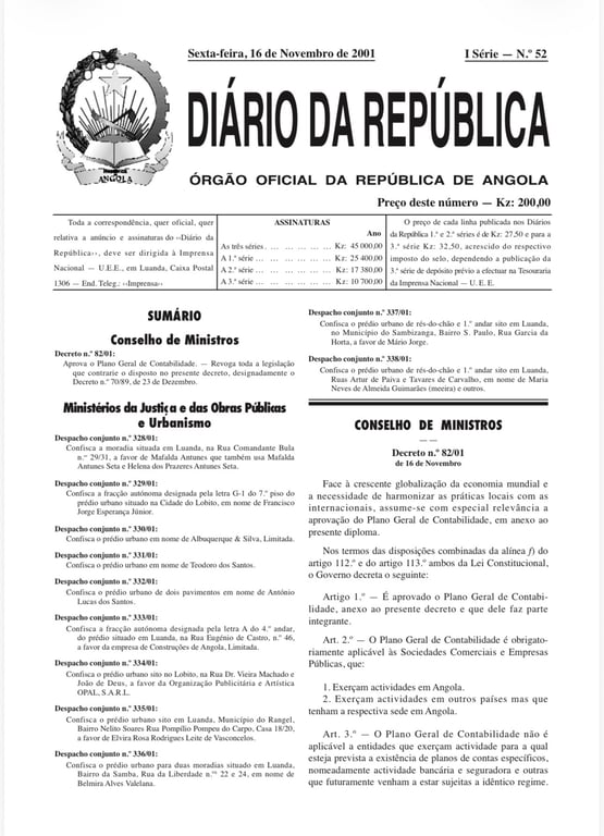 Lei 82/01- Plano Geral de Contabilidade 