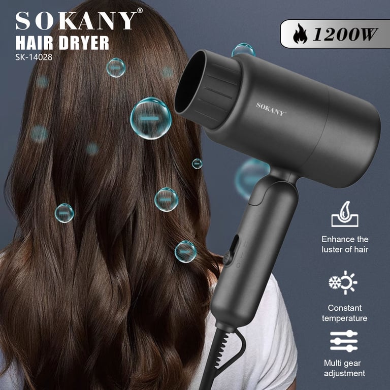 Secador de Cabelo Dobrável de Alta Velocidade SOKANY 14028 1200W 