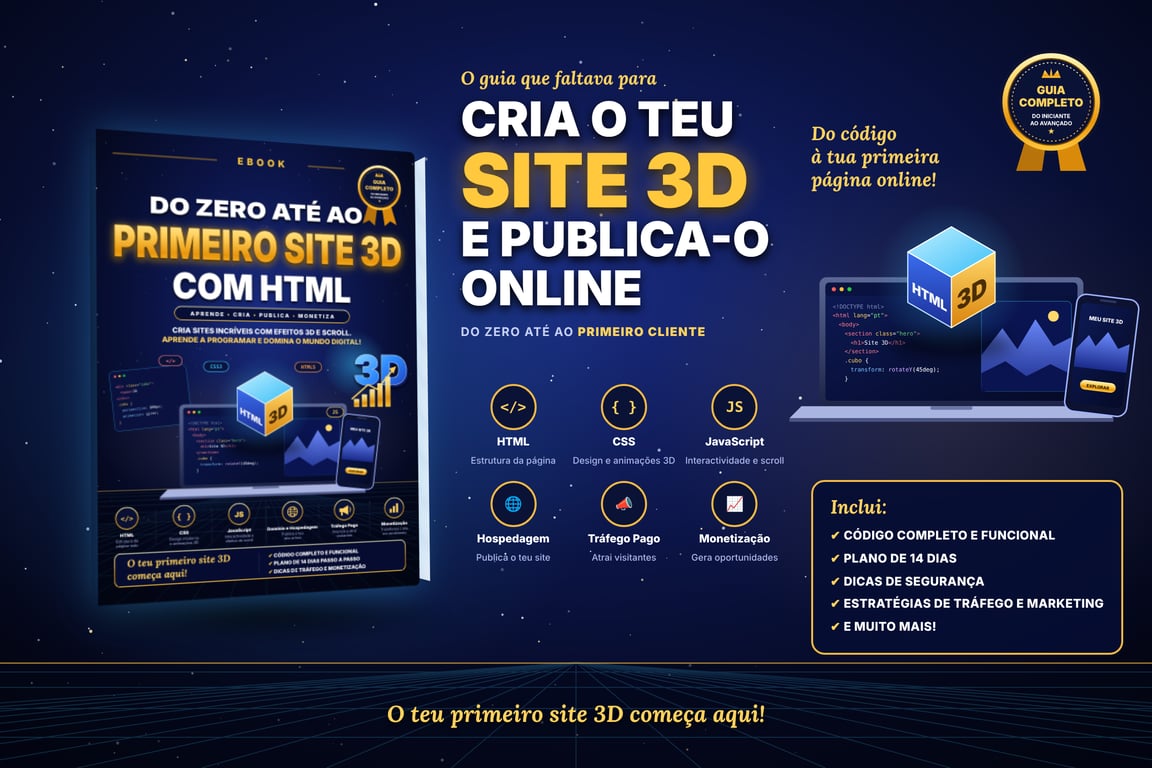 DO ZERO ATÉ AO TEU PRIMEIRO SITE 3D COM HTML