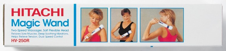 The original packaging for the Hitachi Magic Wand massager.