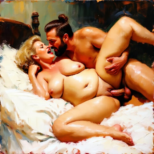 Younger man fucks an older blonde mature woman with large sagging breasts