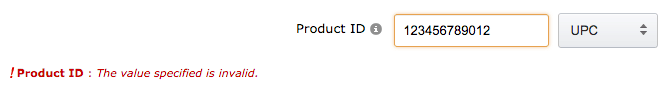 Amazon Product ID Error Code