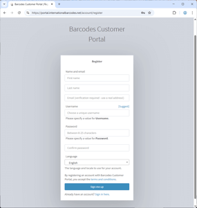 Zákaznický Portál - založení účtu - formulář Register