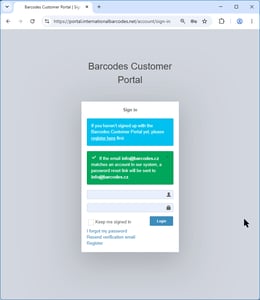Zákaznický Portál - úspěšné odeslání formuláře „Reset your password“