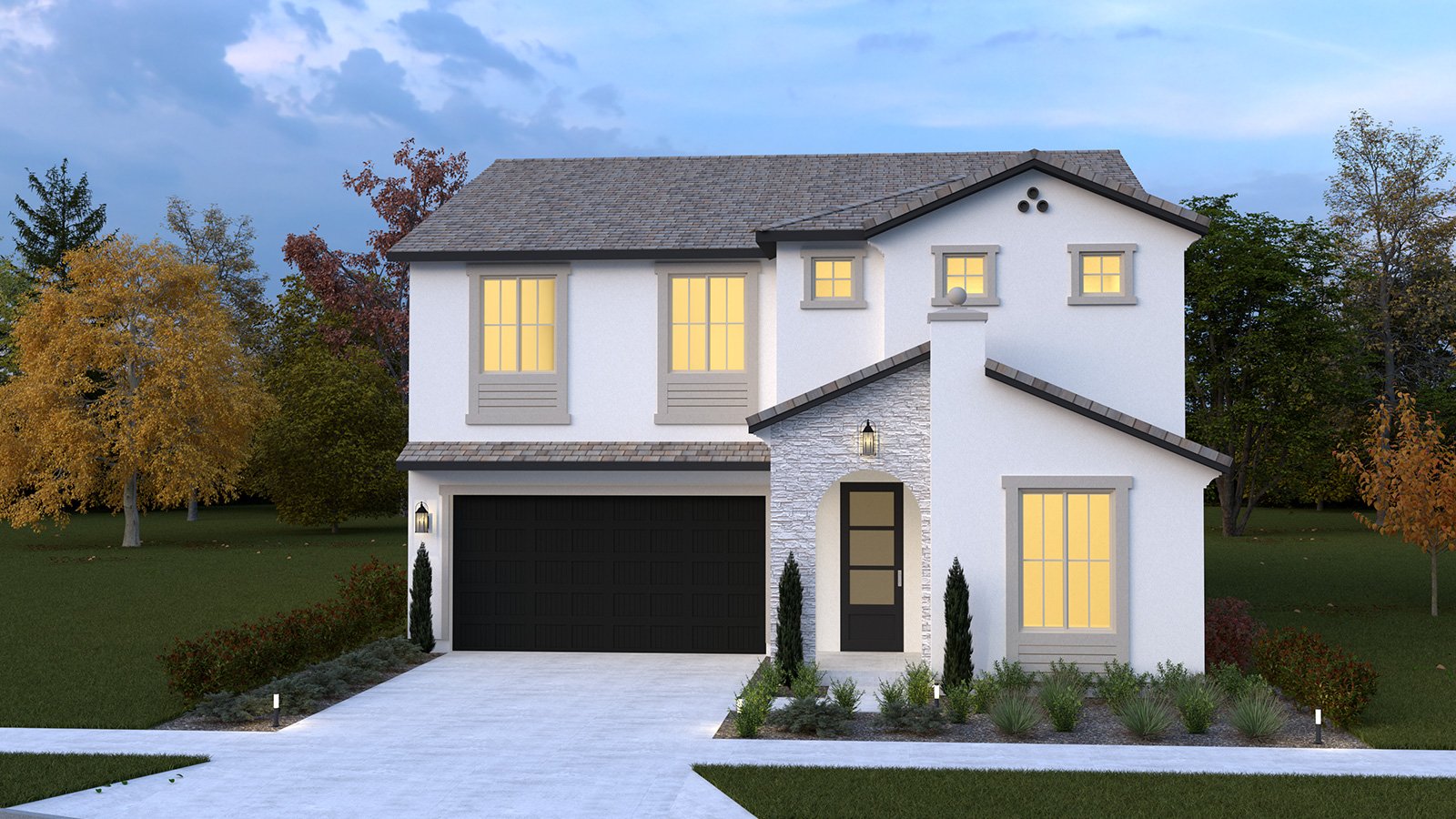 Canvas 12 Modern Spanish with Stone Exterior - Artist Rendering